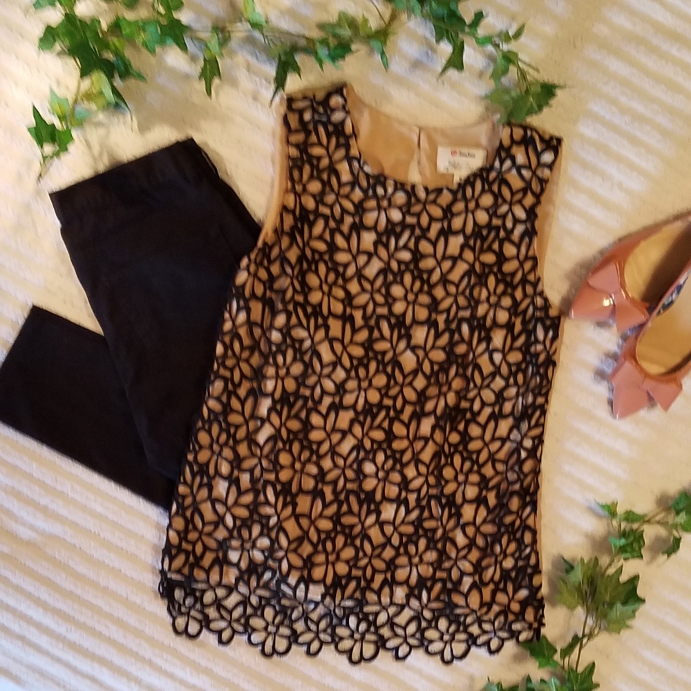 {Lela Rose} Neiman Marcus Black & Blush Top